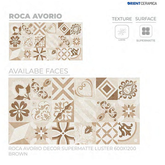 24X48 ORIENT TILE TS FLOOR ROCA AVORIO SM BR BROWN TEXTURE MATT