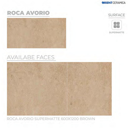 24X48 ORIENT TILE TS FLOOR ROCA AVORIO SM BR L LIGHT BROWN TEXTURE MATT