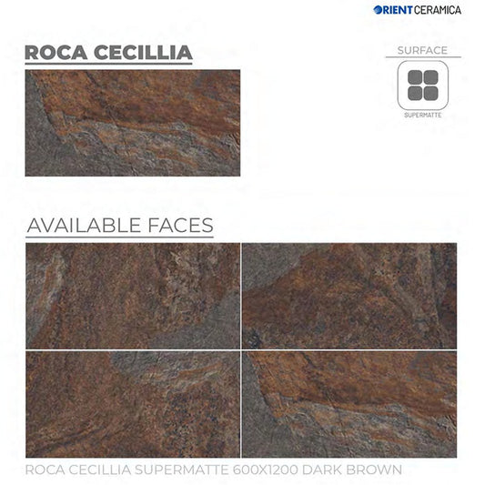 24X48 ORIENT TILE TS FLOOR ROCA CECILLIA SM BR D  BLACK/BROWN TEXTURE MATT