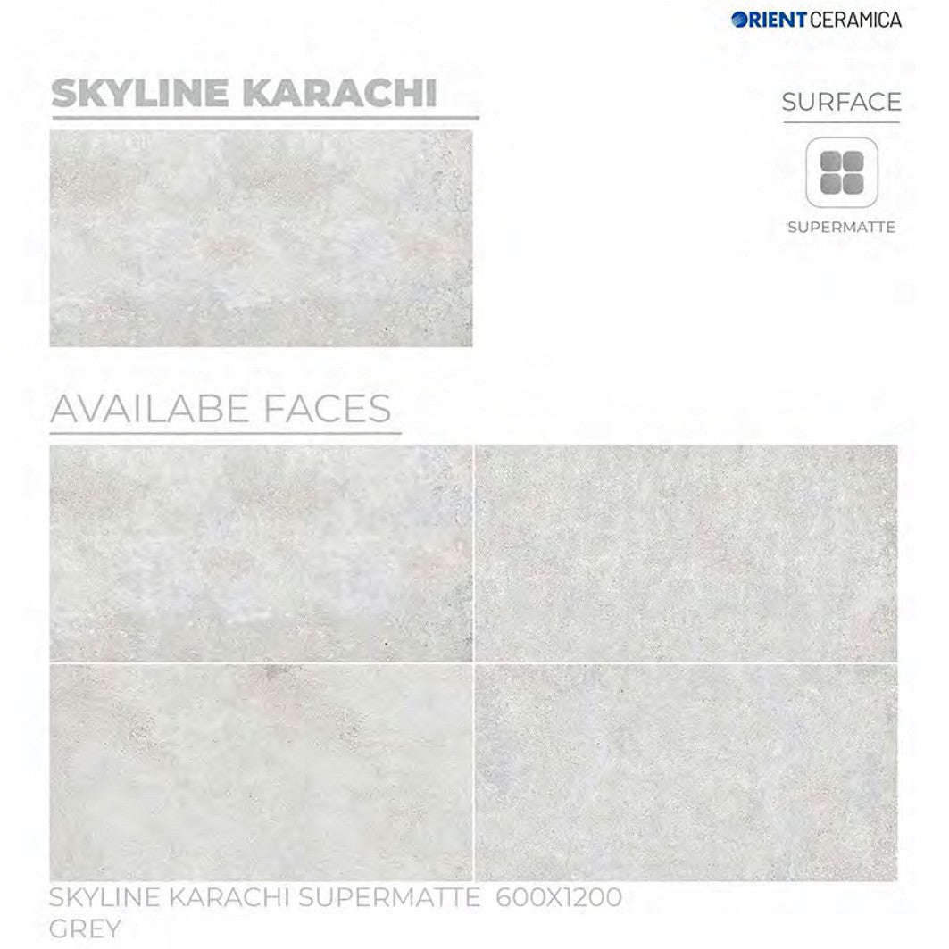 24X48 ORIENT TILE TS FLOOR SKYLINE KARACHI SM L GREY TEXTURE MATT