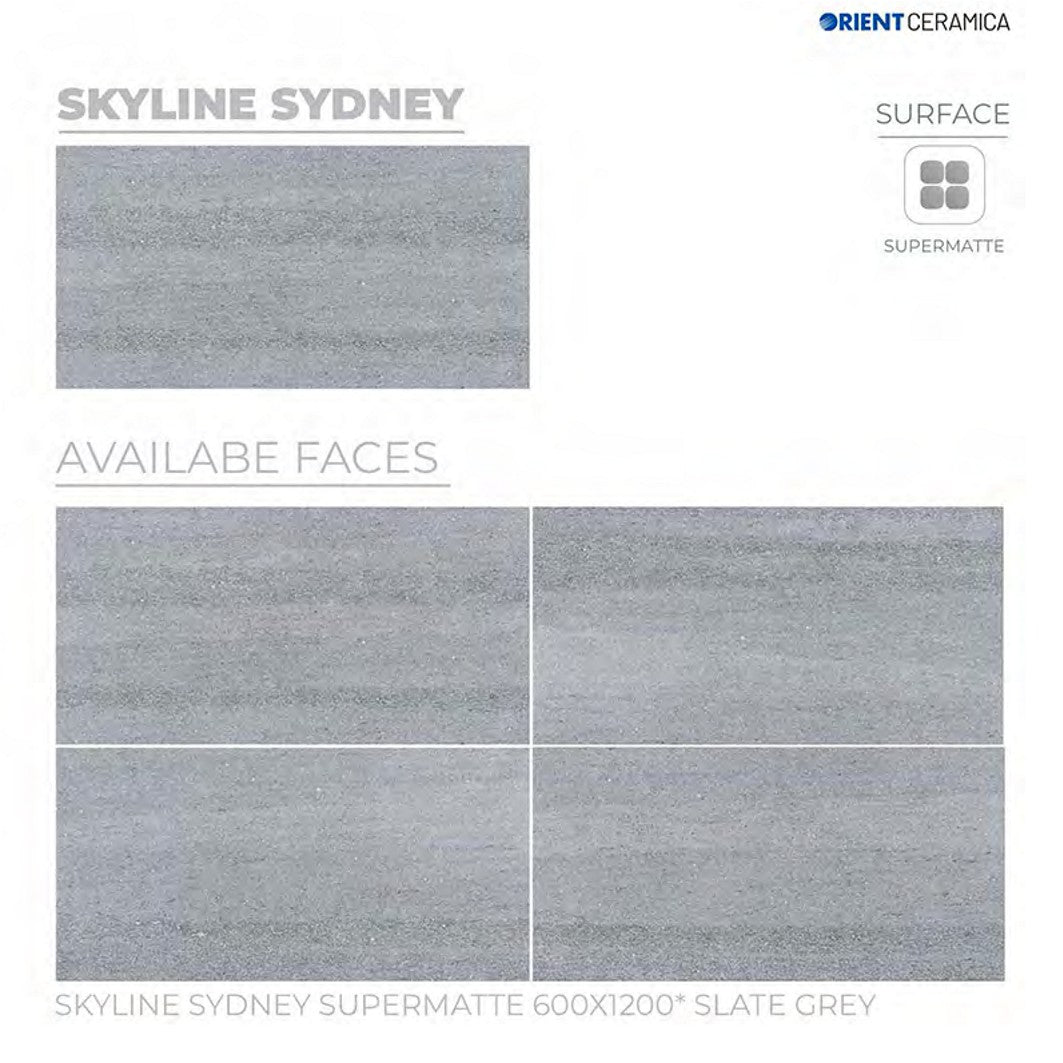 24X48 ORIENT TILE TS FLOOR SKYLINE SYDNEY SM SLATE GR GREY DOTTED MATT