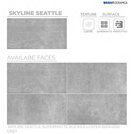 24X48 ORIENT TILE TS FLOOR SKYLINE SEATTLE SM RK LT GR DARK GREY TEXTURE MATT