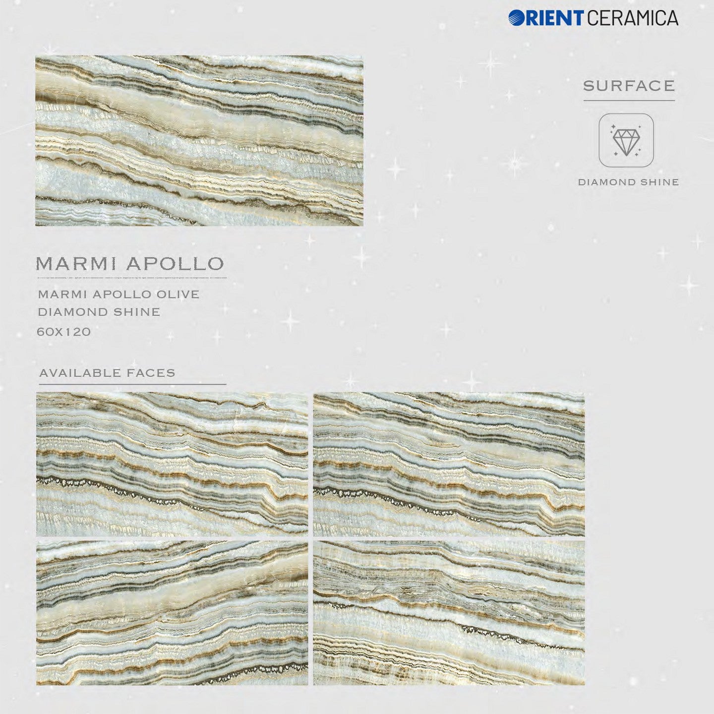 24X48 ORIENT TILE TS FLOOR MARMI APOLLO DS  GREY/BROWN MARBLE TEXTURE DIAMONDSHINE