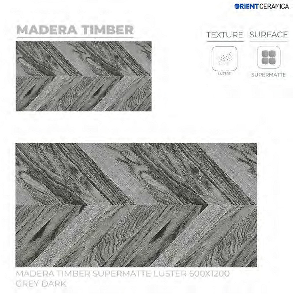 24X48 ORIENT TILE TS FLOOR FL MADERA TIMBER SM GR D DARK GREY WOOD DESIGN MATT