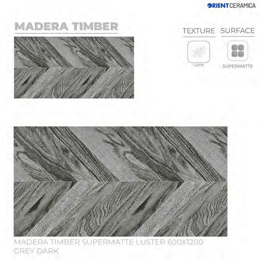 24X48 ORIENT TILE TS FLOOR FL MADERA TIMBER SM GR D DARK GREY WOOD DESIGN MATT
