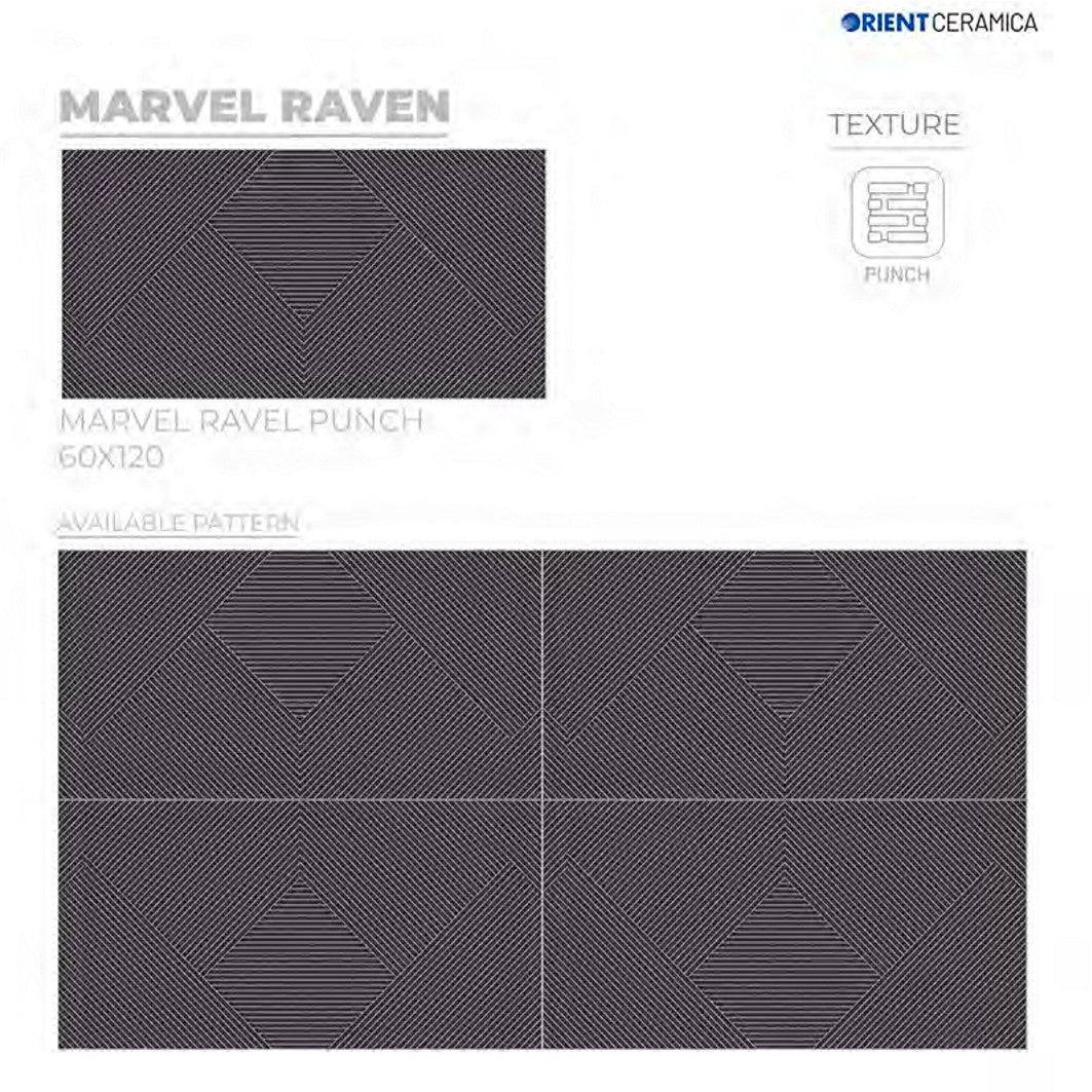 24X48 ORIENT TILE TS FLOOR MARVEL RAVEN (D.P) BLACK/BLUE WOOD LINE MATT