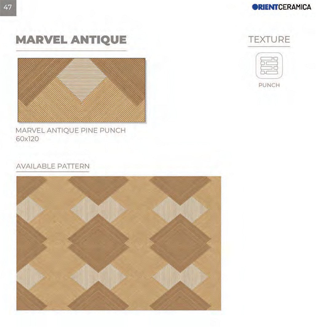 24X48 ORIENT TILE TS FLOOR MARVEL ANTIQUE  (D.P) BROWN DESIGN MATT