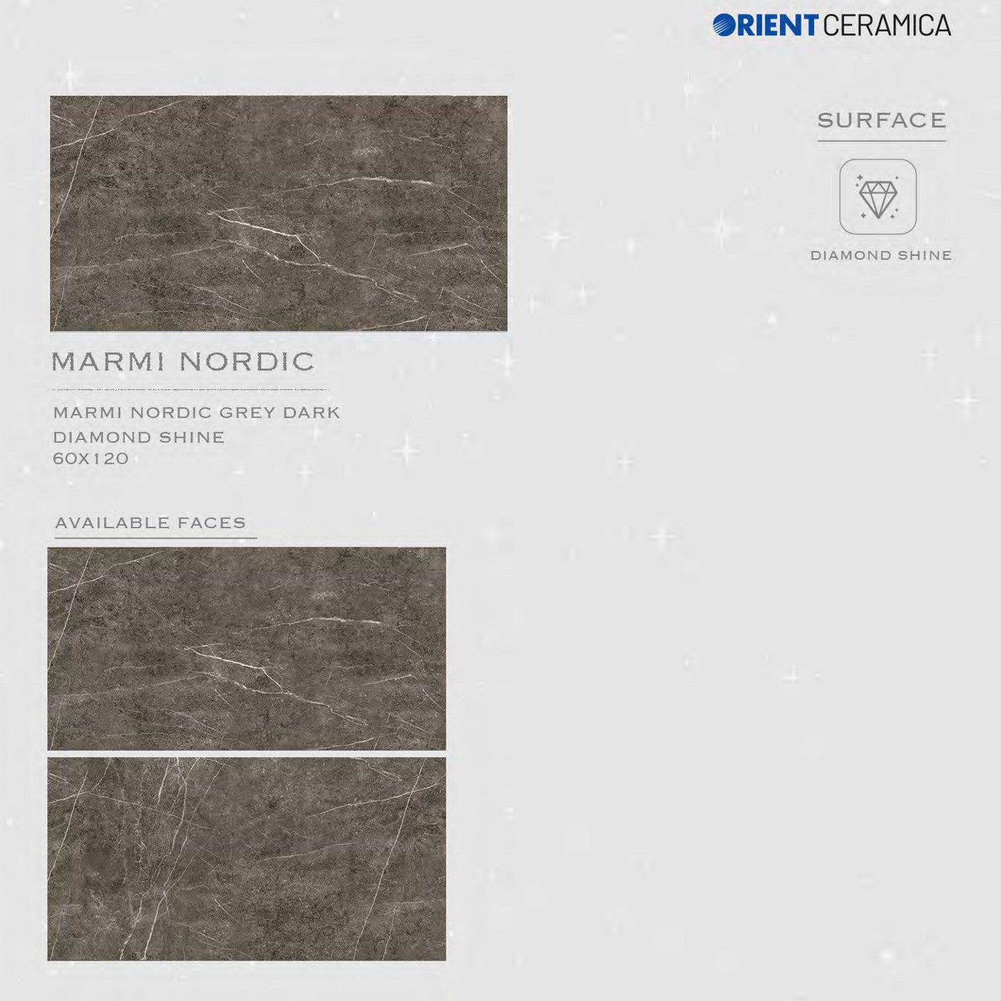 24X48 ORIENT TILE TS FLOOR MARMI NORDIC GREY/BLACK TEXTURE DIAMONDSHINE