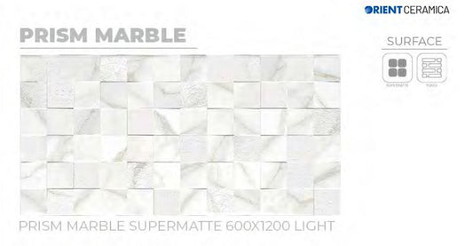 24X48 ORIENT TILE TS FLOOR PRISM MARBLE WHITE CARRARA DABI MATT