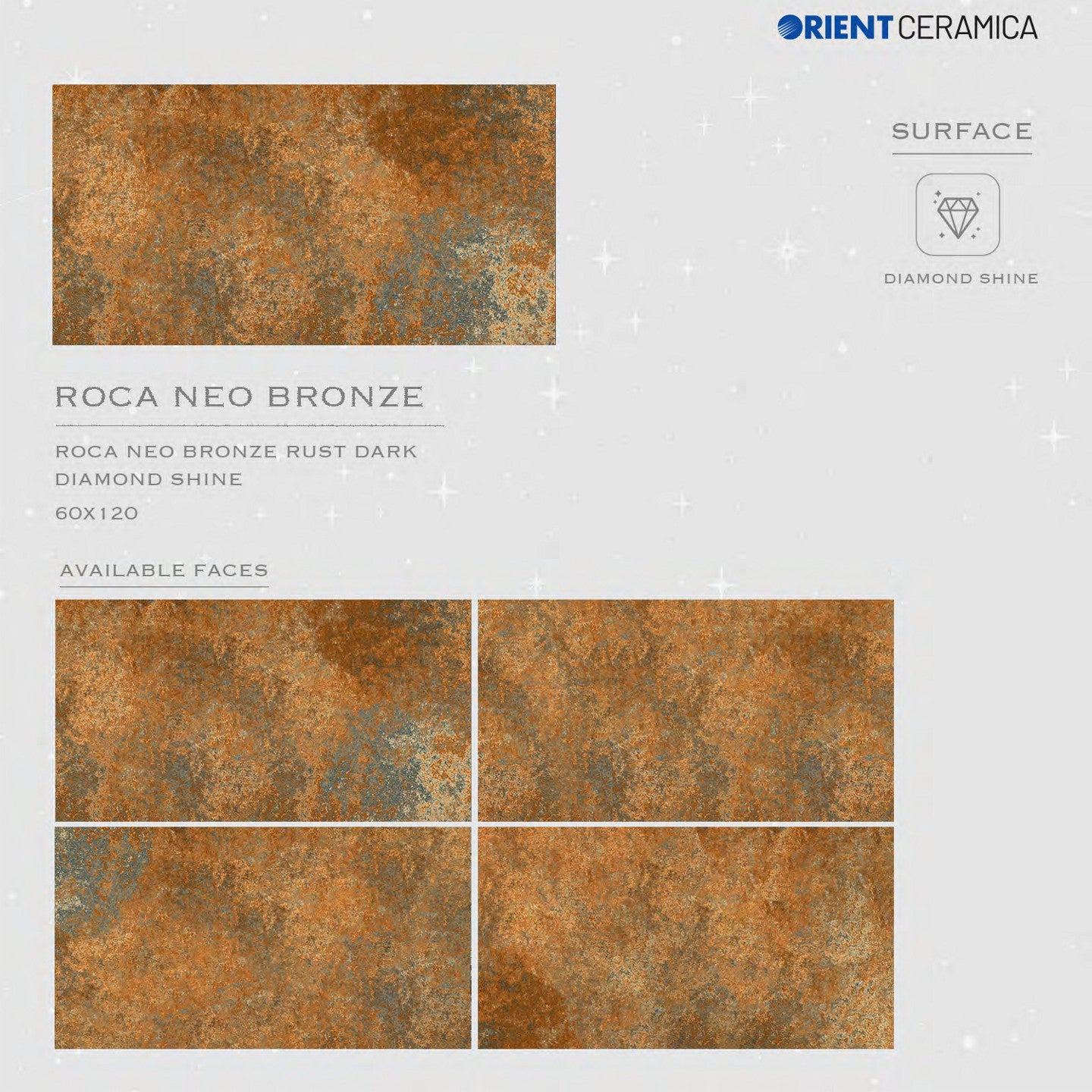 24X48 ORIENT TILE TS FLOOR ROCA NEO BRONZE RUST D DS RED/BROWN TEXTURE DIAMONDSHINE
