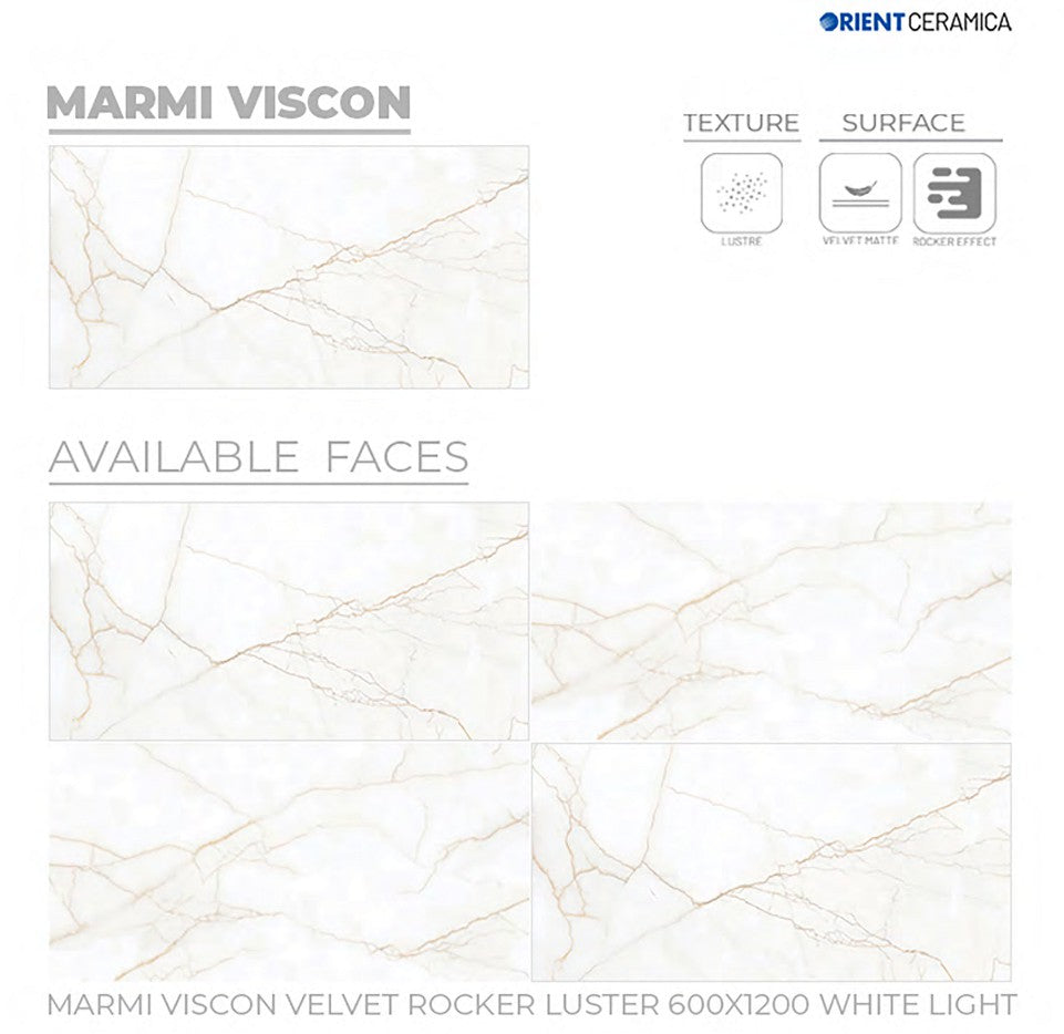 24X48 ORIENT TILE TS FLOOR MARMI VISCON VL RK LT WH L WHITE/BROWN TEXTURE MATT
