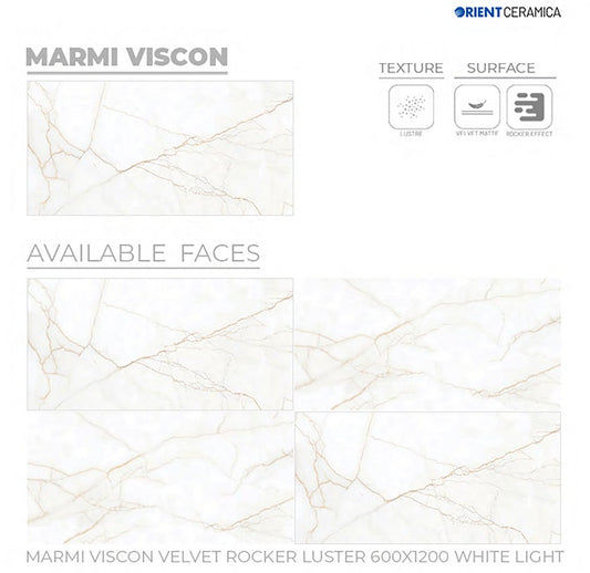24X48 ORIENT TILE TS FLOOR MARMI VISCON VL RK LT WH L WHITE/BROWN TEXTURE MATT