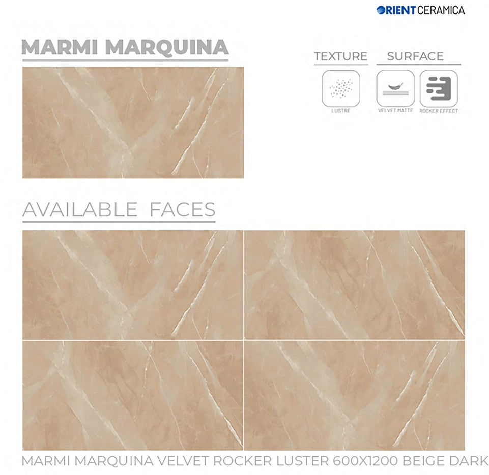 24X48 ORIENT TILE TS FLOOR MARMI MARQUINA VL RK LT BG D DARK BEIGE TEXTURE MATT