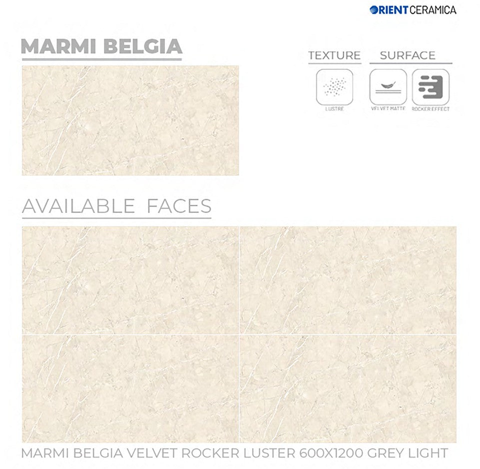 24X48 ORIENT TILE TS FLOOR MARMI BELGIA VL RK LT GR L LIGHT GREY TEXTURE MATT