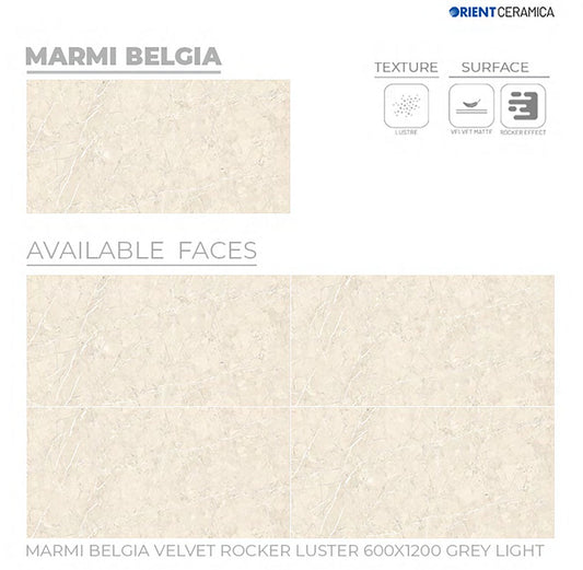 24X48 ORIENT TILE TS FLOOR MARMI BELGIA VL RK LT GR L LIGHT GREY TEXTURE MATT