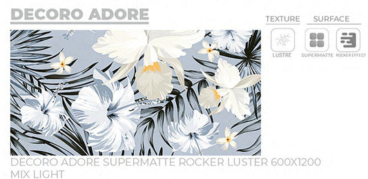 24X48 ORIENT TILE TS FLOOR DECORO ADORE SM RK LT MX L WHITE/BLUE FLOWER MATT