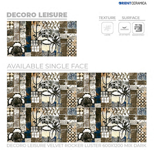 24X48 ORIENT TILE TS FLOOR DECORO LEISURE VL RK LT MULTI BROWN DESIGN MATT