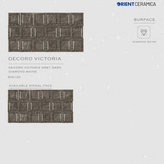 S-00408 24X48 ORIENT FLOOR TS FLOOR DECORO VICTORIA GREY/BROWN DABI DIAMONDSHINE