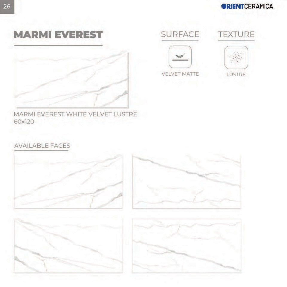 24X48 ORIENT TILE TS FLOOR MARMI EVEREST WHITE VT LT WHITE CARRARA MATT