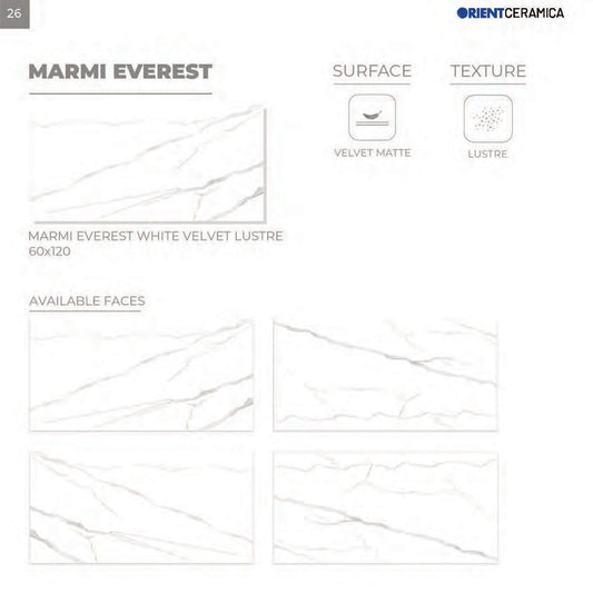 24X48 ORIENT TILE TS FLOOR MARMI EVEREST WHITE VT LT WHITE CARRARA MATT