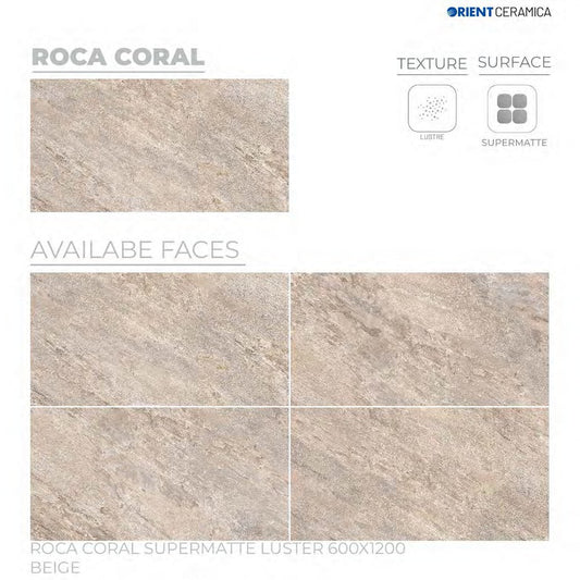 24X48 ORIENT TILE TS FLOOR ROCA CORAL SM BG-D BEIGE/BROWN TEXTURE MATT
