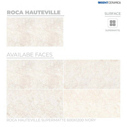 24X24 ORIENT TILE TS FLOOR ROCA HAUTEVILLE SM RK LT IVORY/BROWN Dots MATT