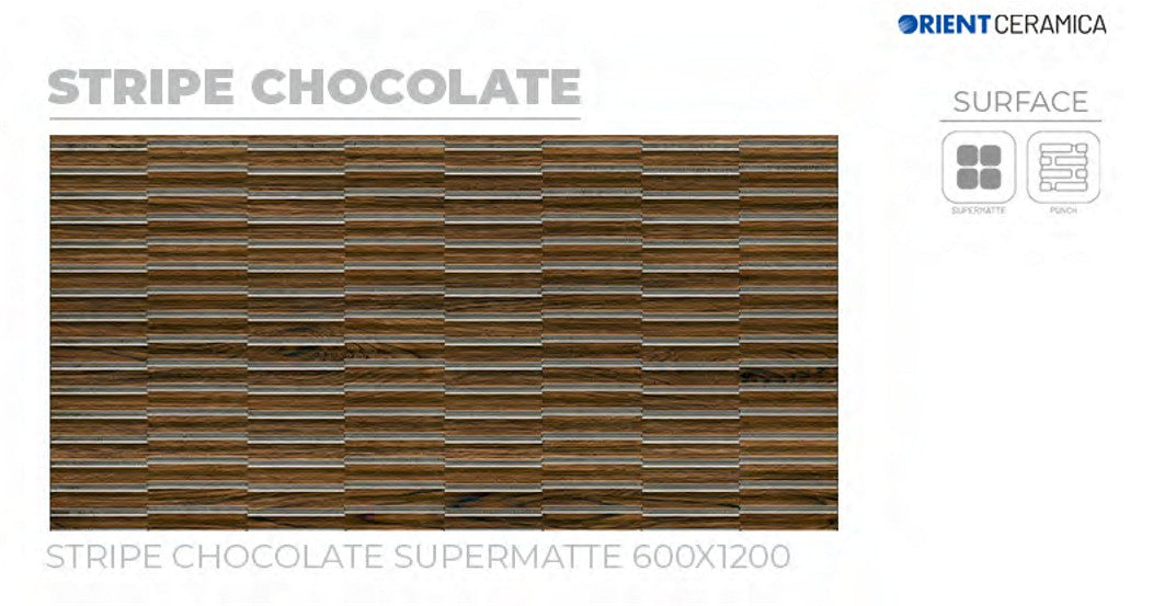 24X48 ORIENT TILE TS FLOOR STRIPE CHOCOLATE RED/BROWN LINE MATT