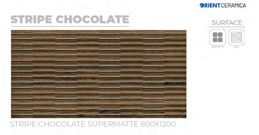 24X48 ORIENT TILE TS FLOOR STRIPE CHOCOLATE RED/BROWN LINE MATT