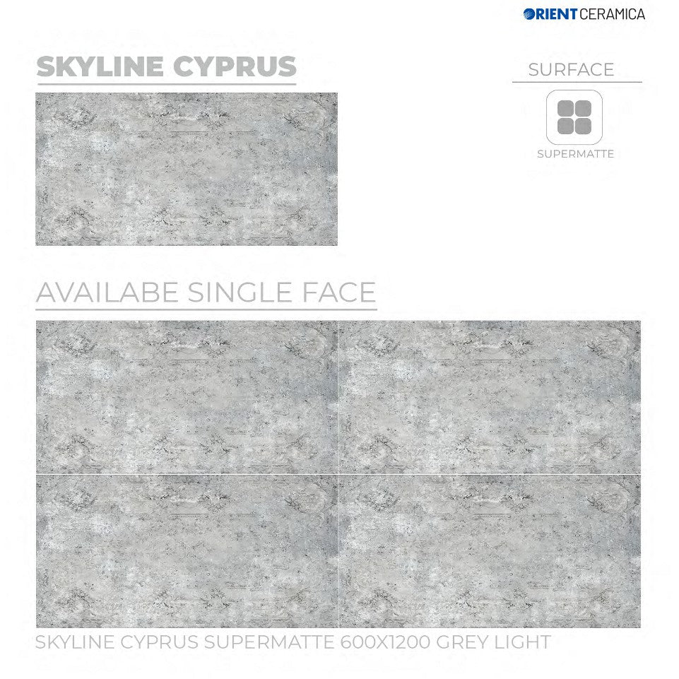 24X48 ORIENT TILE TS FLOOR FL SKYLINE CYPRUS SM GR L GREY TEXTURE MATT