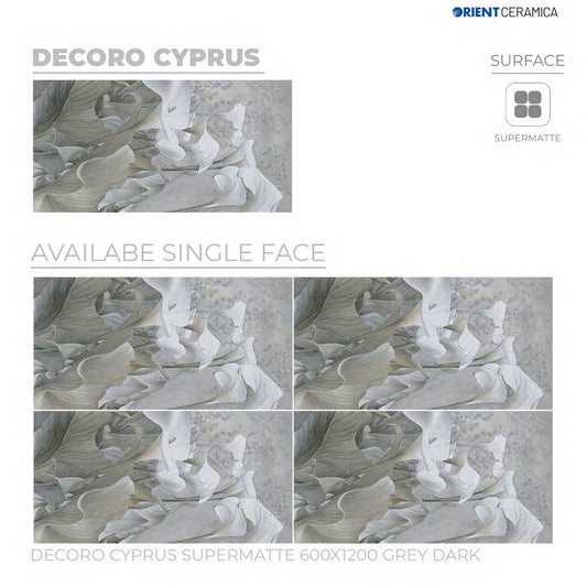 24X48 ORIENT TILE TS FLOOR DECORO CYPRUS SM GREY/WHITE FLOWER MATT