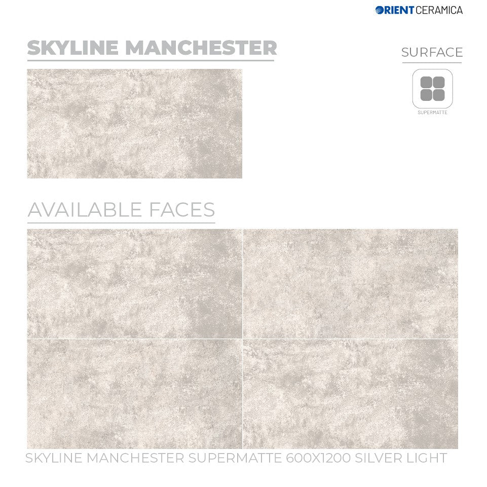 24X48 ORIENT TILE TS FLOOR FL SKYLINE MANCHESTER SM SI L GREY/WHITE TEXTURE MATT
