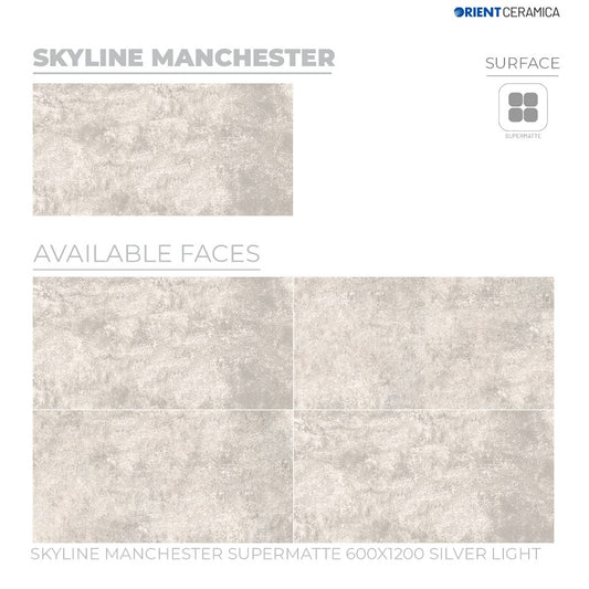 24X48 ORIENT TILE TS FLOOR FL SKYLINE MANCHESTER SM SI L GREY/WHITE TEXTURE MATT