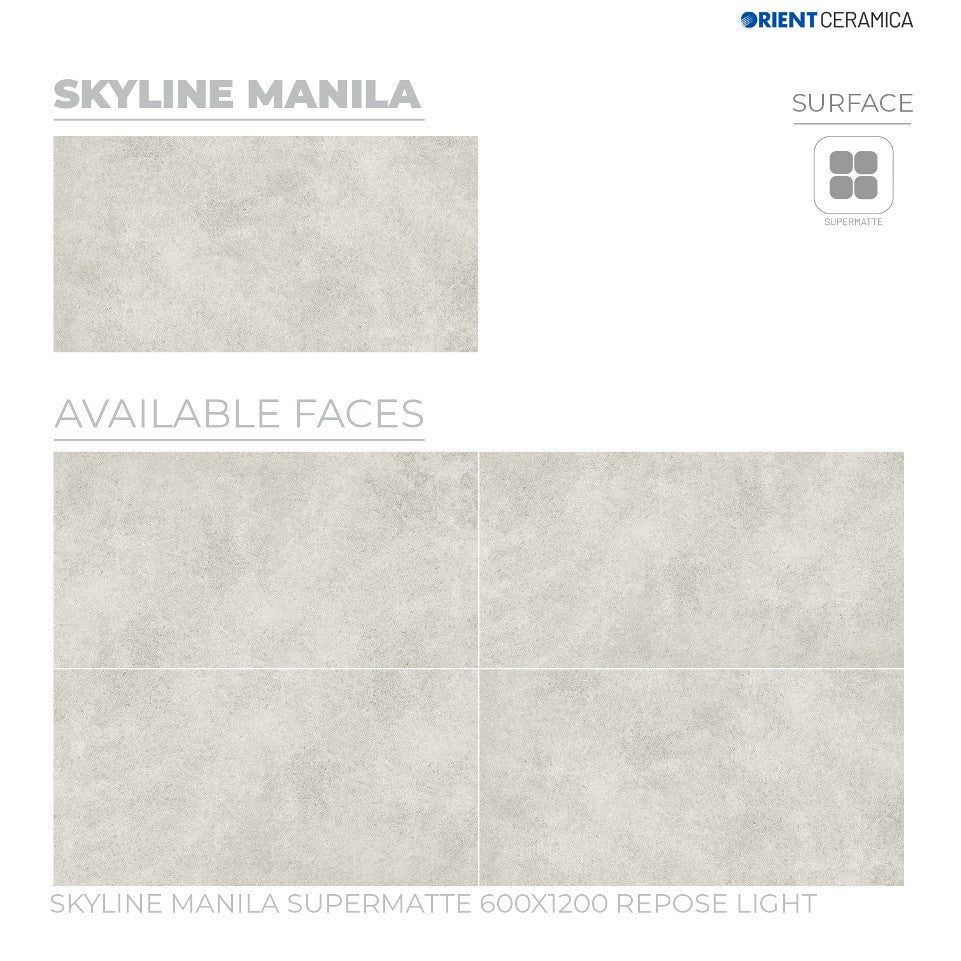 24X48 ORIENT TILE TS FLOOR SKYLINE MANILA SM GR L LIGHT GREY TEXTURE MATT