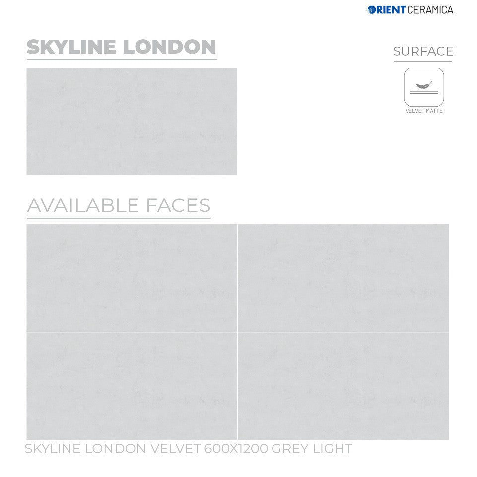 24X48 ORIENT TILE TS FLOOR FL SKYLINE LONDON VL GR L CT LIGHT GREY TEXTURE MATT