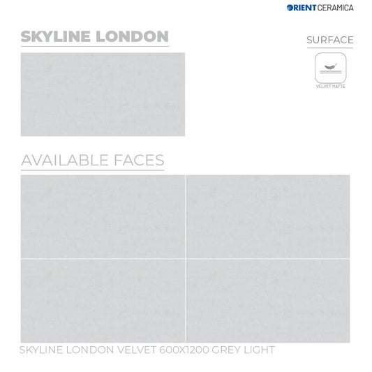 24X48 ORIENT TILE TS FLOOR FL SKYLINE LONDON VL GR L CT LIGHT GREY TEXTURE MATT