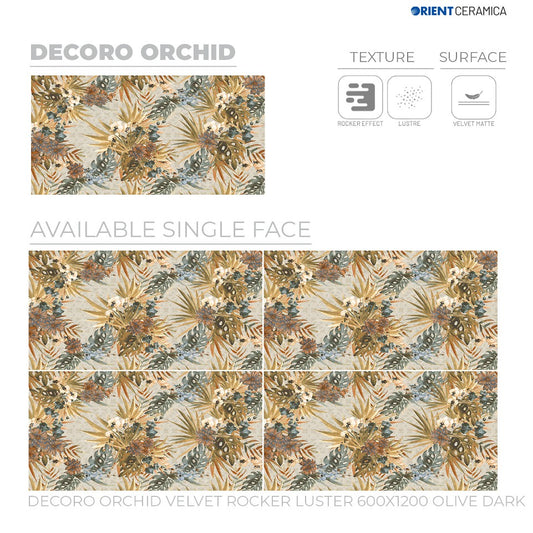 24X48 ORIENT TILE TS FLOOR TL DECORO ORCHID VL RK LT OL D BEIGE/BROWN FLOWER MATT