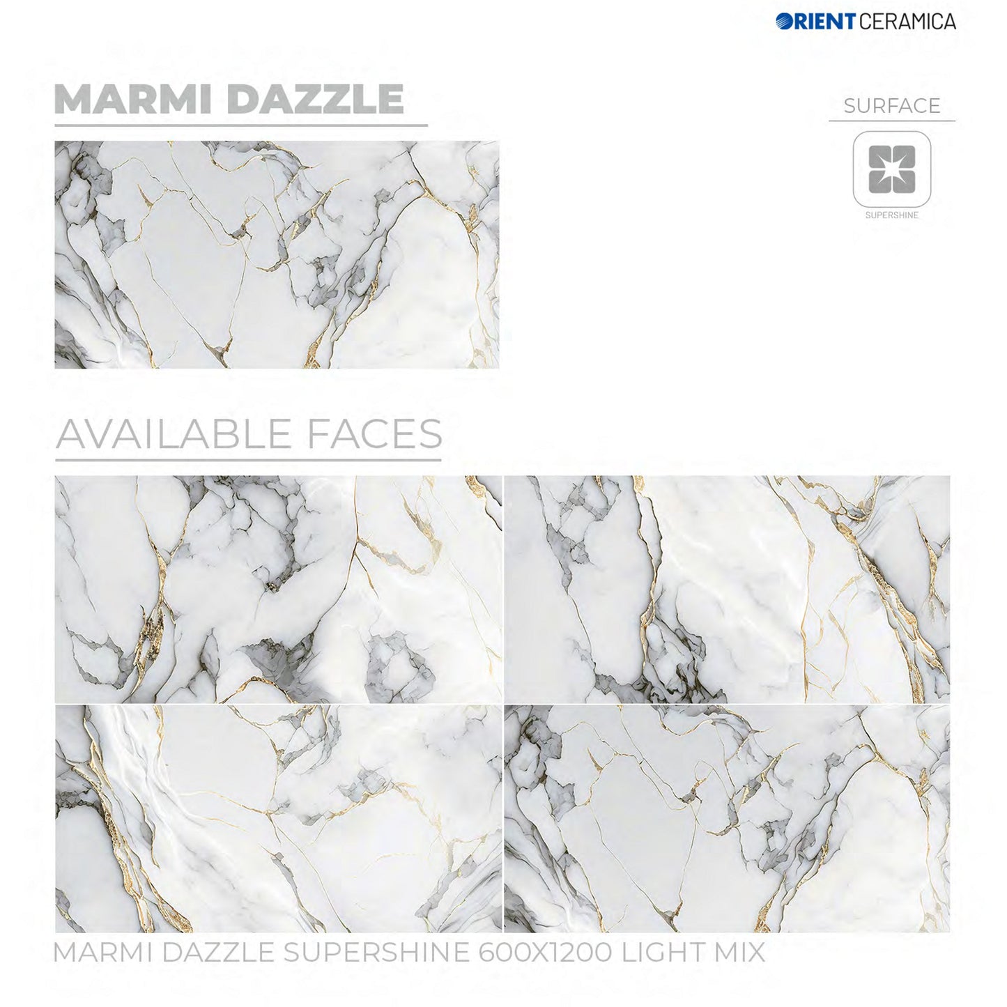 24X48 ORIENT TILE TS FLOOR MARMI DAZZLE SS  GREY/BROWN MARBLE TEXTURE POLISH