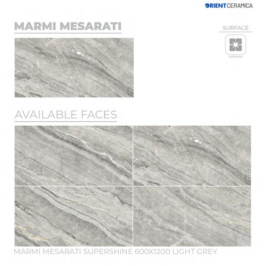 24X48 ORIENT TILE TS FLOOR MARMI MESARATI SS GR L GREY/WHITE MARBLE TEXTURE POLISH