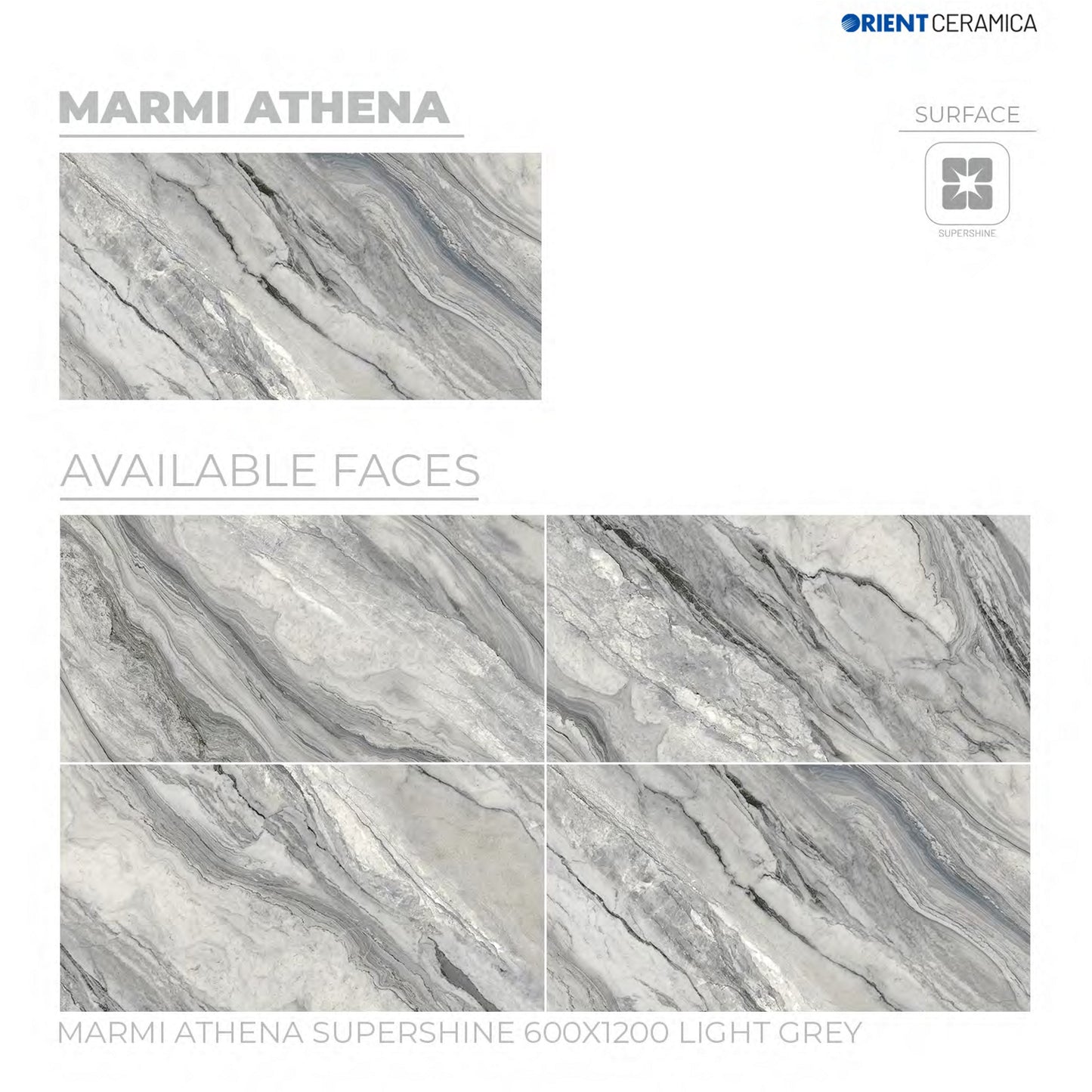24X48 ORIENT TILE TS FLOOR FL MARMI ATHENA SS GR L LIGHT GREY TEXTURE POLISH