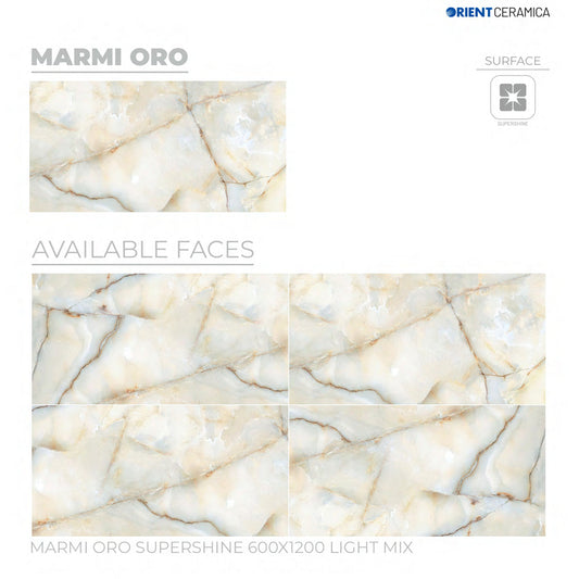 24X48 ORIENT TILE TS FLOOR FL MARMI ORO SS MX L IVORY/BROWN TEXTURE POLISH