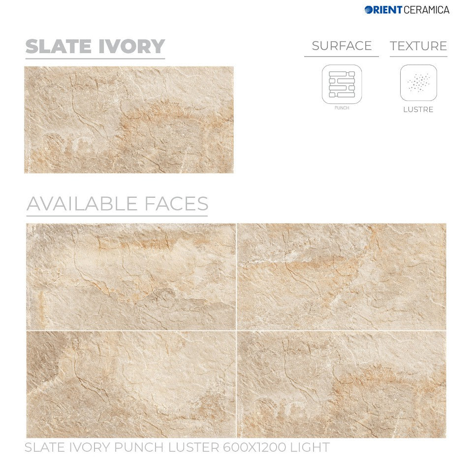 24X48 ORIENT TILE ORIENT FLOOR TS FLOOR SLATE BORGHINI PH IVORY/BROWN STONE MATT