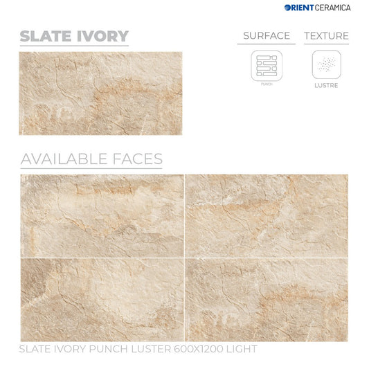 24X48 ORIENT TILE ORIENT FLOOR TS FLOOR SLATE BORGHINI PH IVORY/BROWN STONE MATT