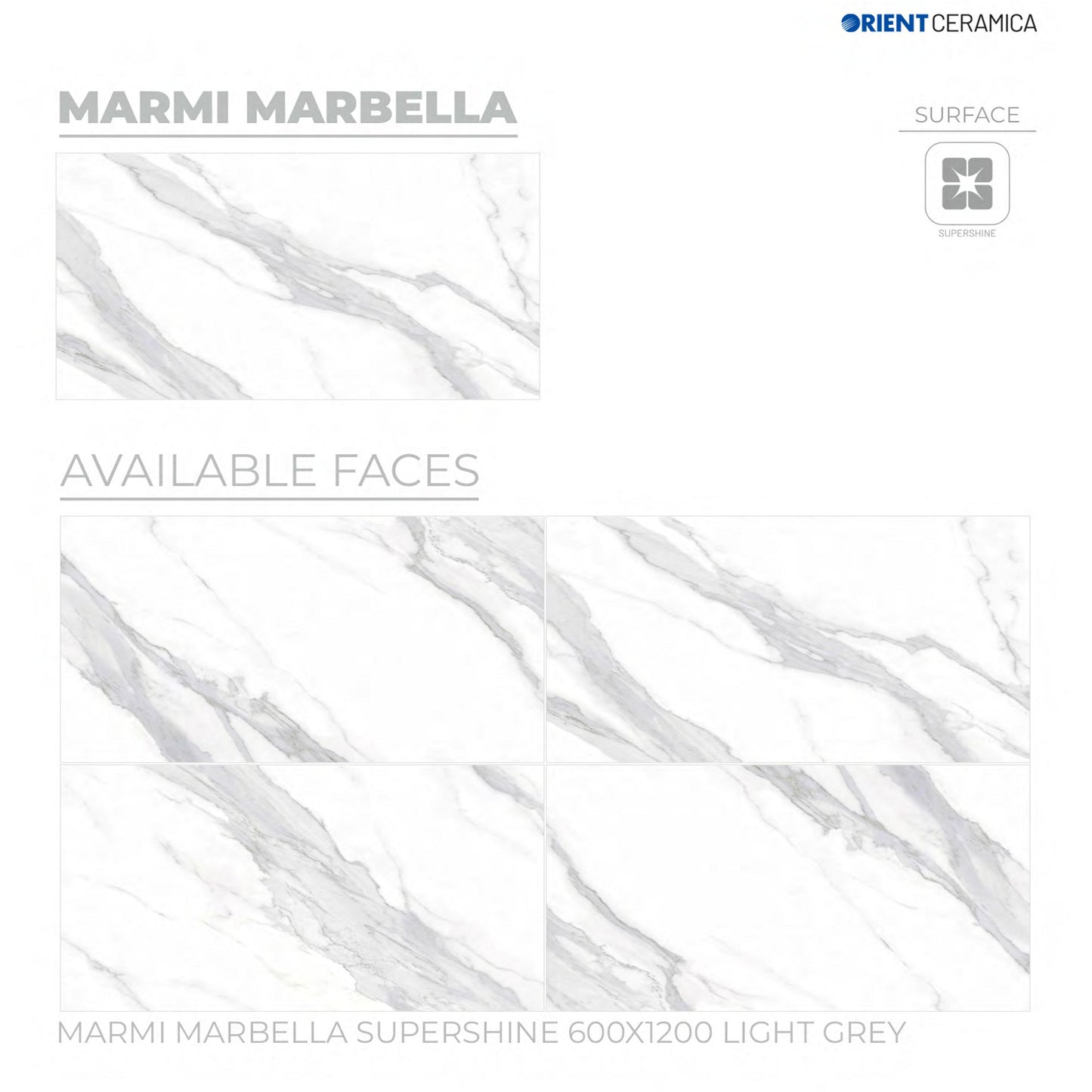 S-00401 24X48 ORIENT TILE TS FLOOR FL MARMI MARBELLA SS GR L WHITE/GREY CARRARA POLISH