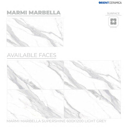 S-00401 24X48 ORIENT TILE TS FLOOR FL MARMI MARBELLA SS GR L WHITE/GREY CARRARA POLISH