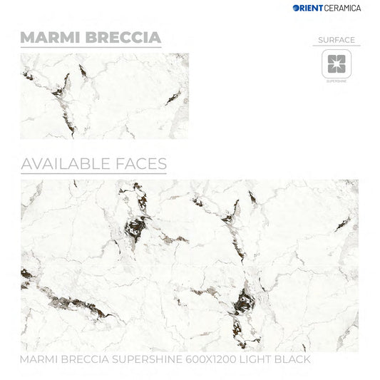 24X48 ORIENT TILE TS FLOOR FL MARMI BRECCIA SS BL L WHITE/GREY TEXTURE POLISH