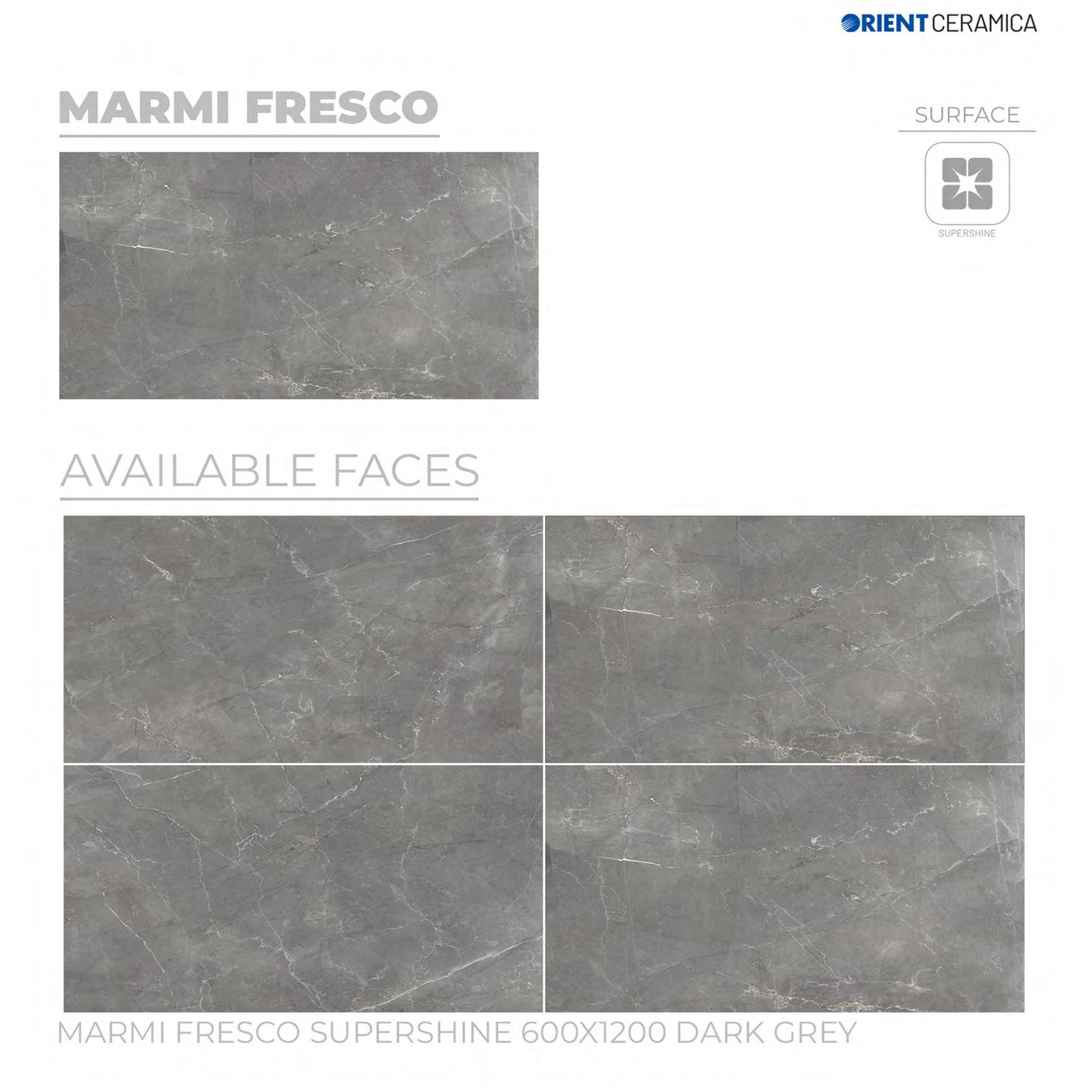 24X48 ORIENT TILE TS FLOOR FL MARMI FRESCO SS GR D DARK GREY TEXTURE POLISH