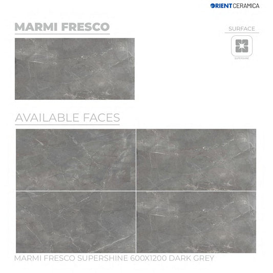 24X48 ORIENT TILE TS FLOOR FL MARMI FRESCO SS GR D DARK GREY TEXTURE POLISH
