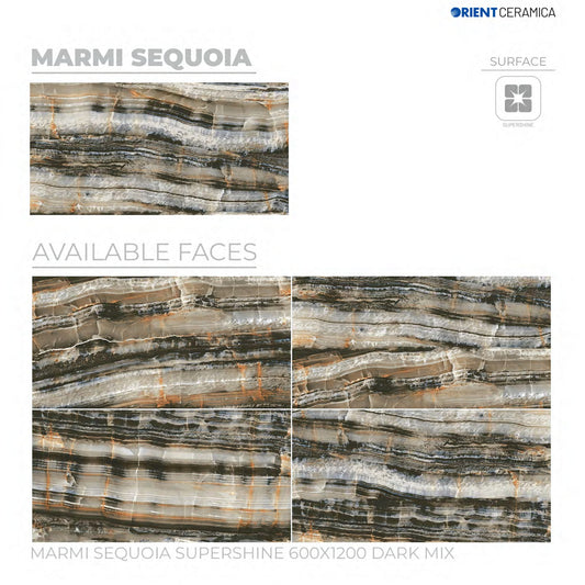24X48 ORIENT TILE TS FLOOR FL MARMI SEQUOIA SS MX D IVORY/BROWN MARBLE TEXTURE POLISH