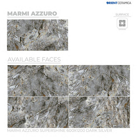 24X48 ORIENT TILE TS FLOOR MARMI AZZURO GREY/BROWN TEXTURE MATT