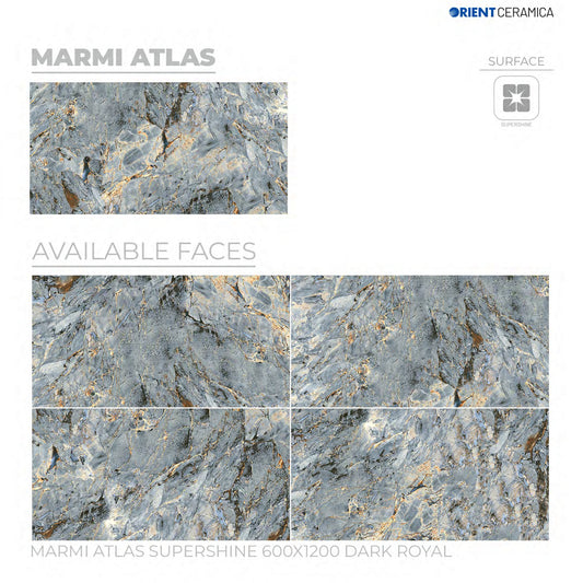 24X48 ORIENT TILE TS FLOOR MARMI ATLAS SS RL D BLUE/BROWN TEXTURE POLISH